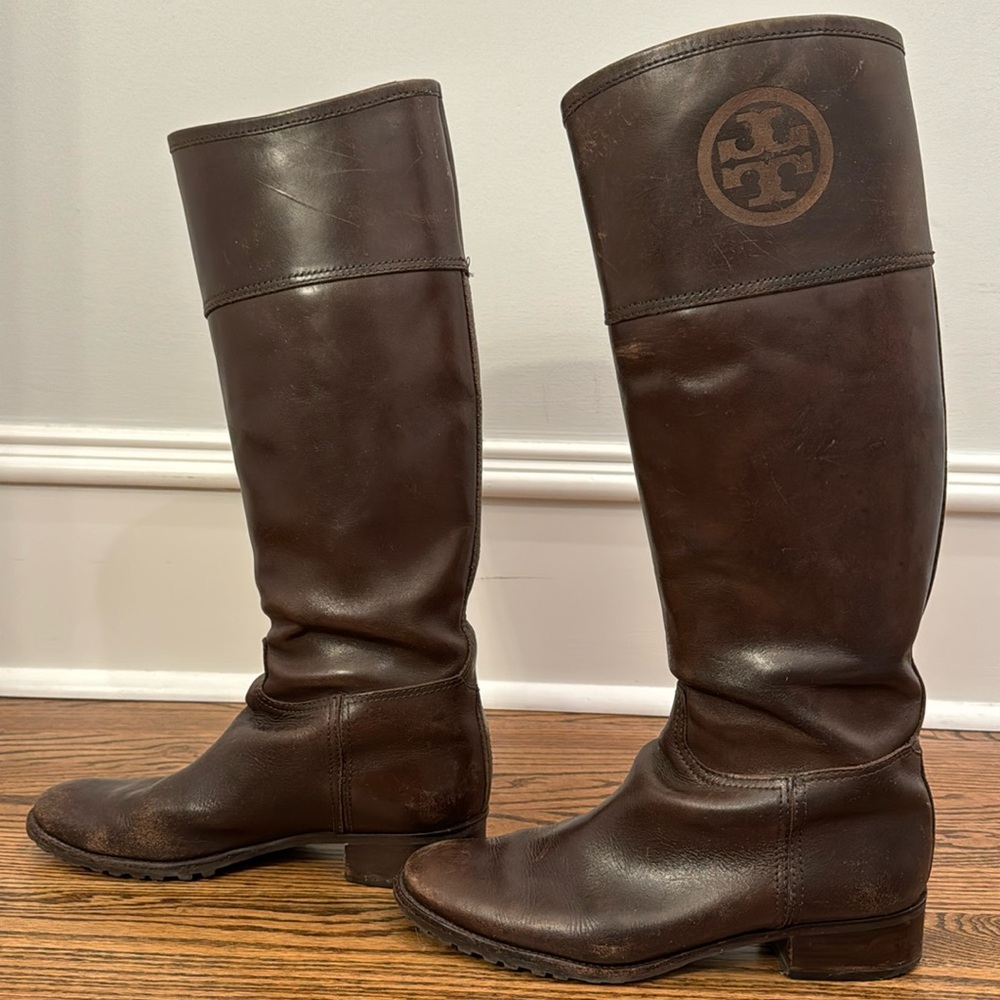 Tory Burch Jackson Riding Boots Size 8.5 Brown